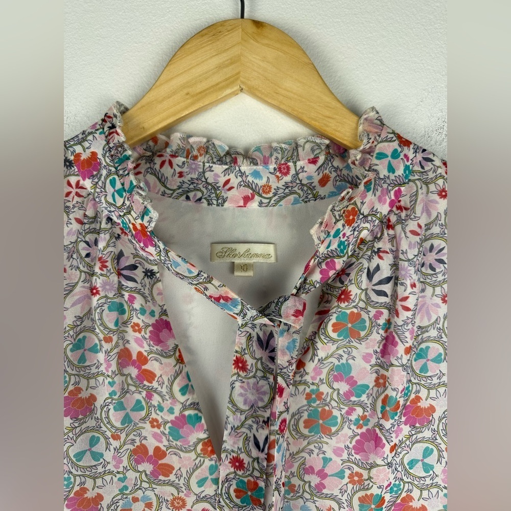 Shoshanna Avila Floral 100% Ruffle Silk Cocktail Mini Dress Size 10‎ - Picture 5 of 10